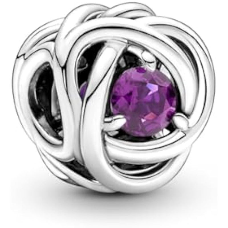 عربست Pandora February Purple Eternity Circle Charm Bracelet Charm Moments Bracelets - Stunning Women's Jewelry - Gift for Women - Made with Sterling Silver & Man-Made Crystal - Image 1
